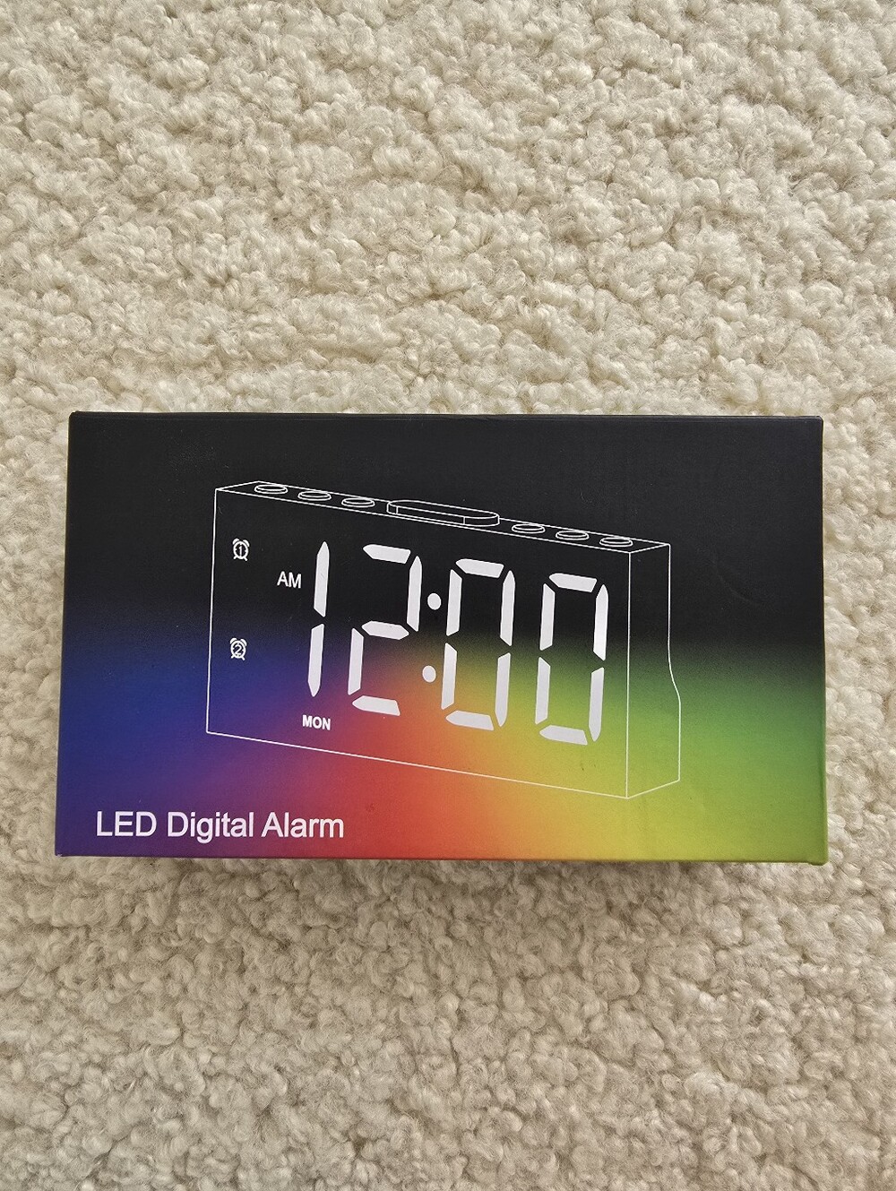 LED Digital Alarm Clock - Black with Multicolor LED Accent